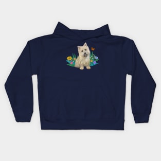 A Cairn Terrier Watches a Butterfly Kids Hoodie